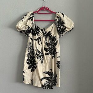 Zara Black and Cream Floral Mini Dress